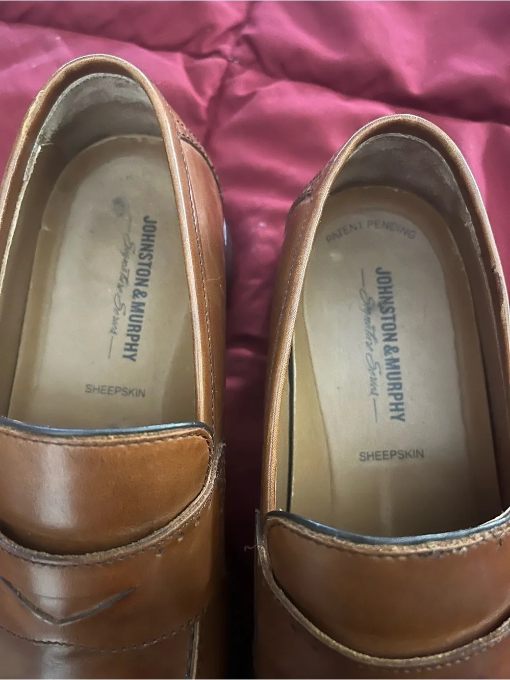 Johnston & Murphy Cognac Leather Penny Loafers